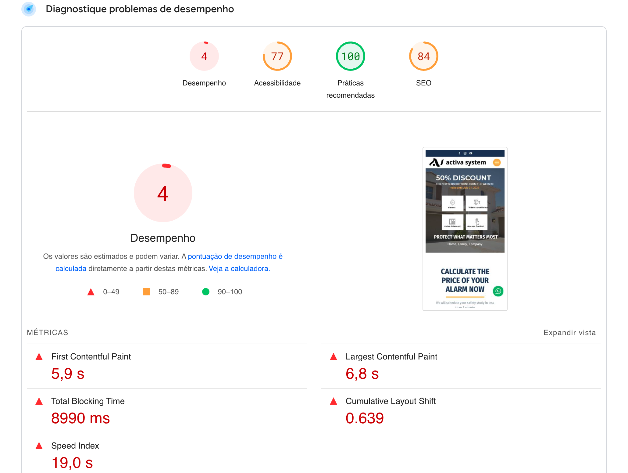 Antes da otimização