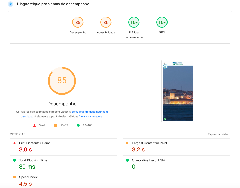 Antes da otimização