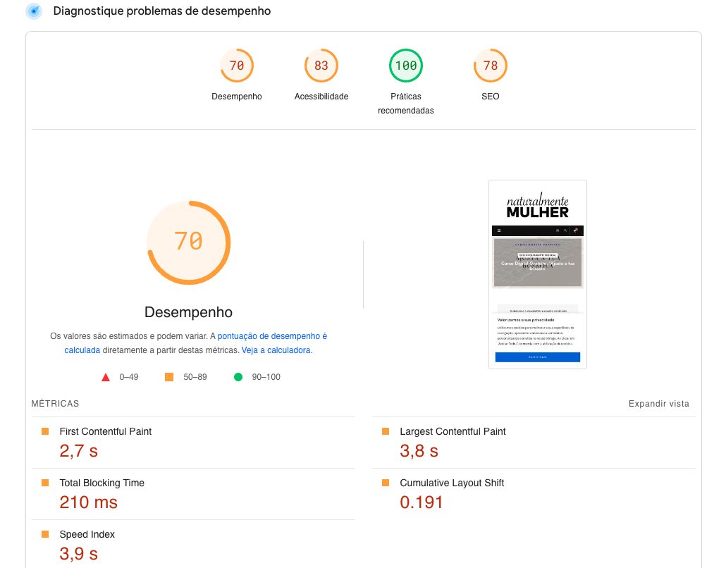 Depois da otimização