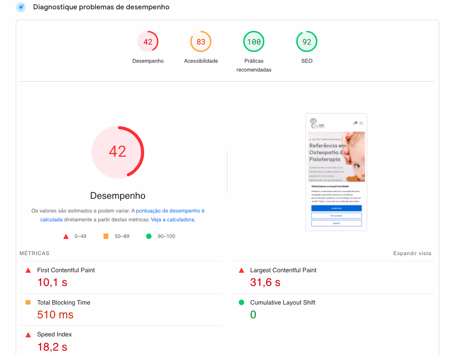 Antes da otimização