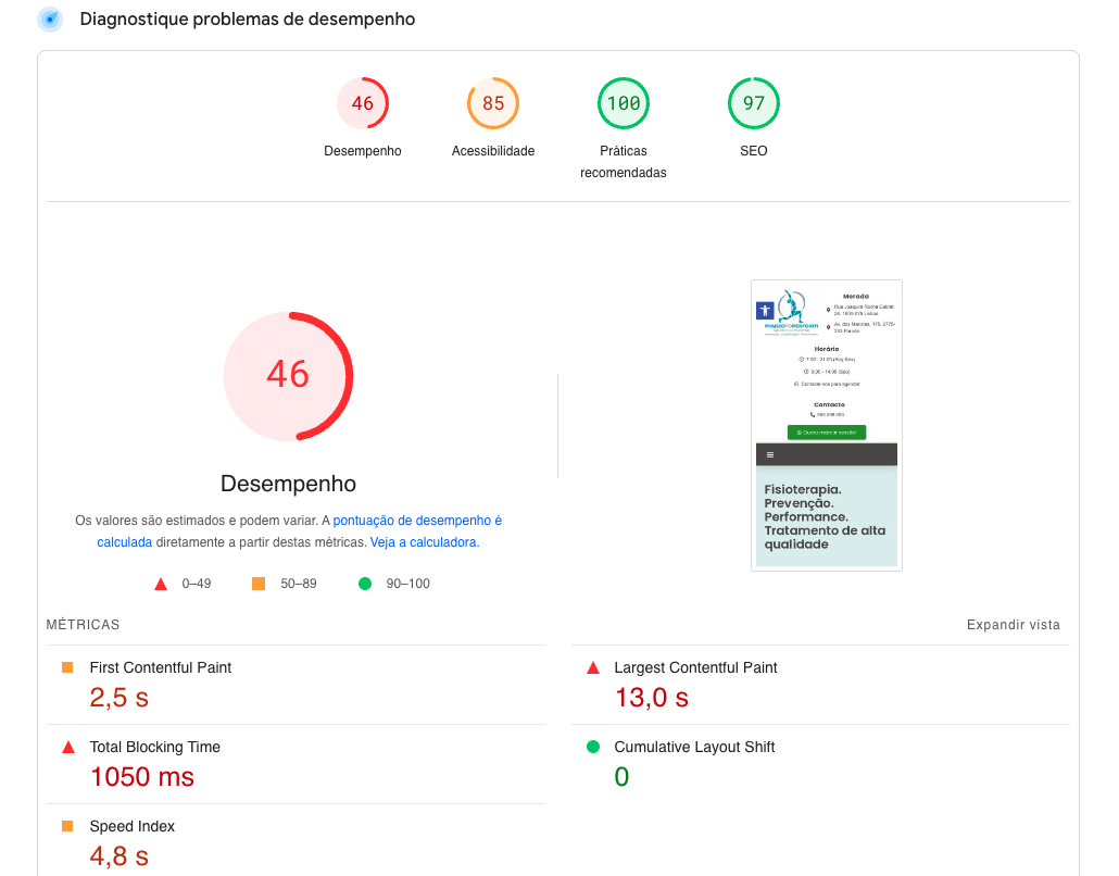 Antes da otimização