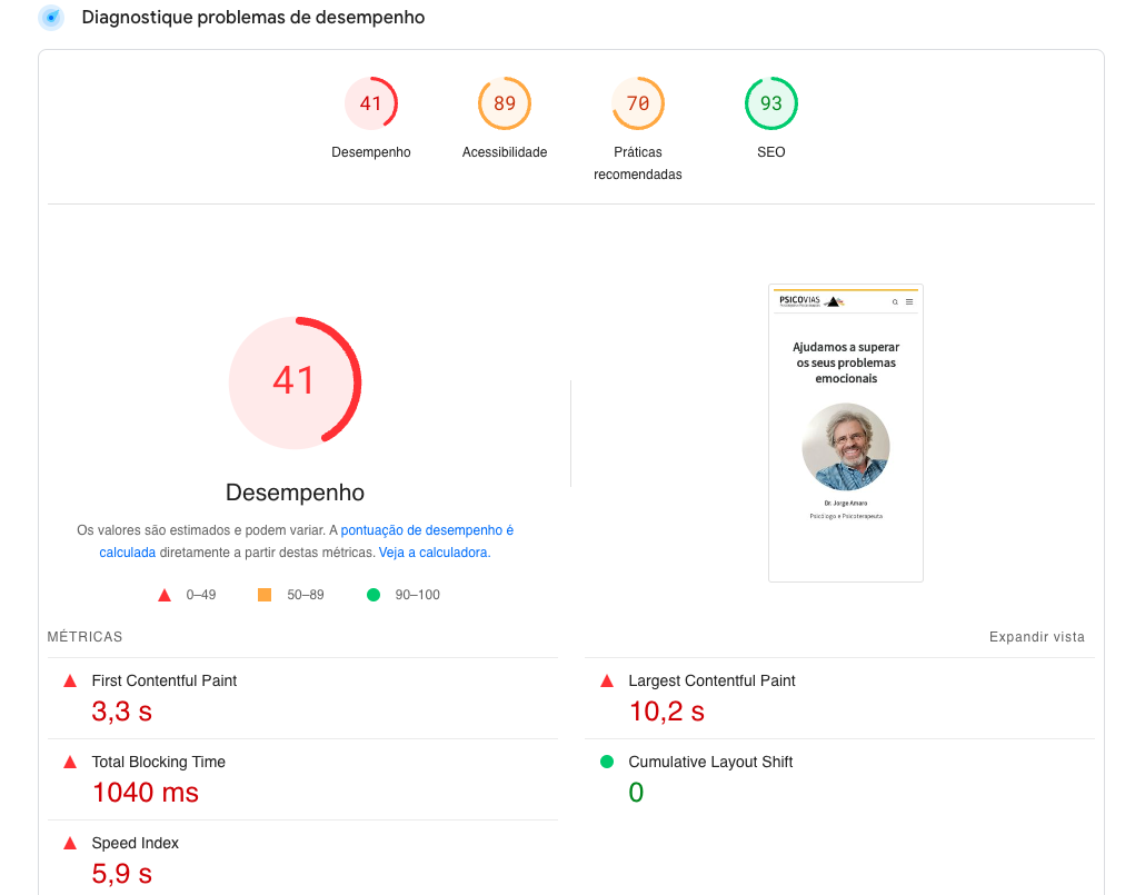 Antes da otimização